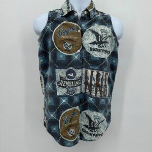 vintage nada nuff by contempo casual beer themed button up
